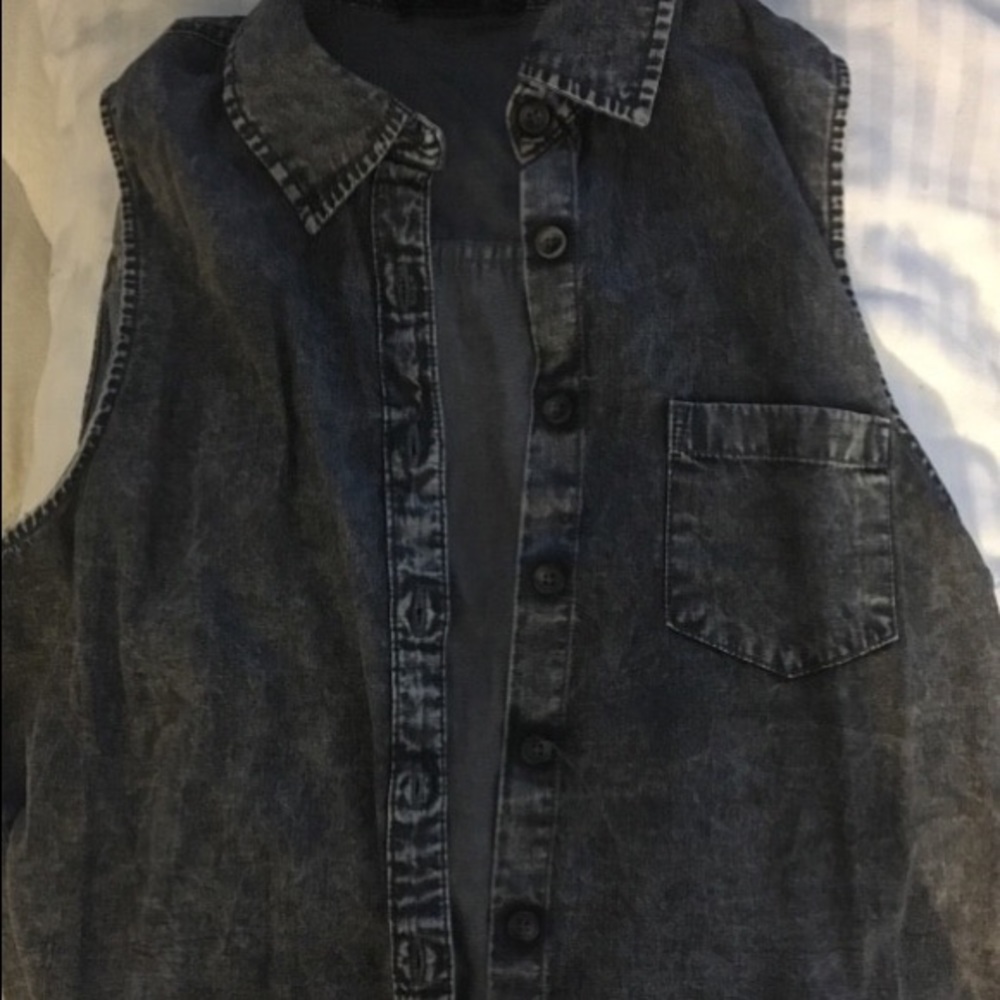 Grey jean vest